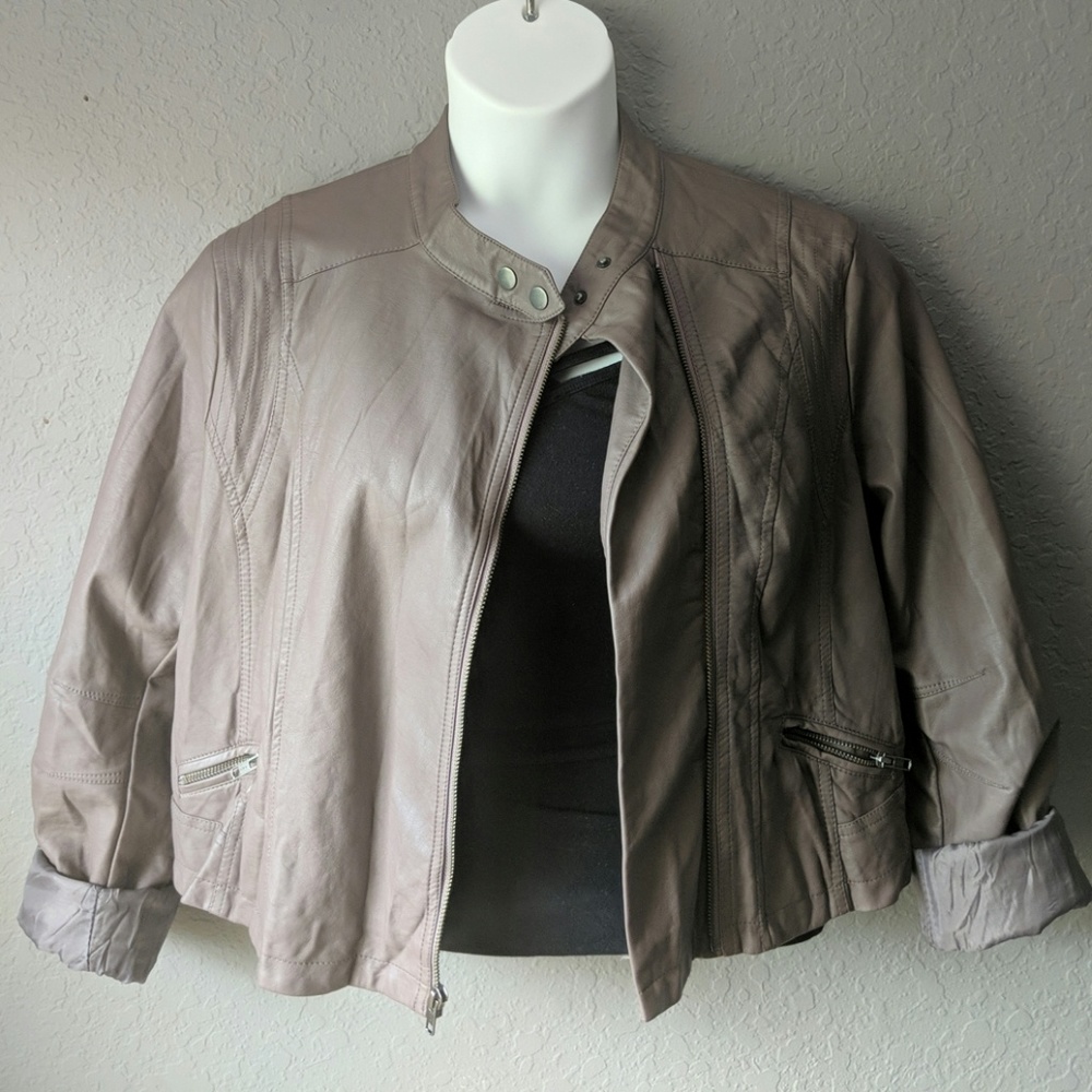 Lauren Conrad Dark Mauve Faux Leather Moto Jacket